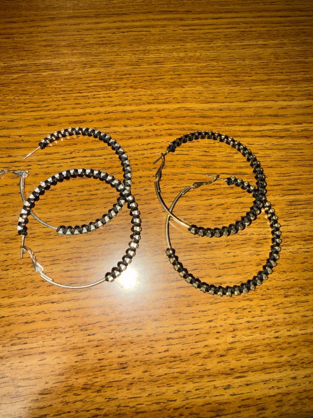 Black Beaded Hoop Earrings